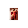 Body en résille rouge, seins nus avec gants assortis - Mapalé